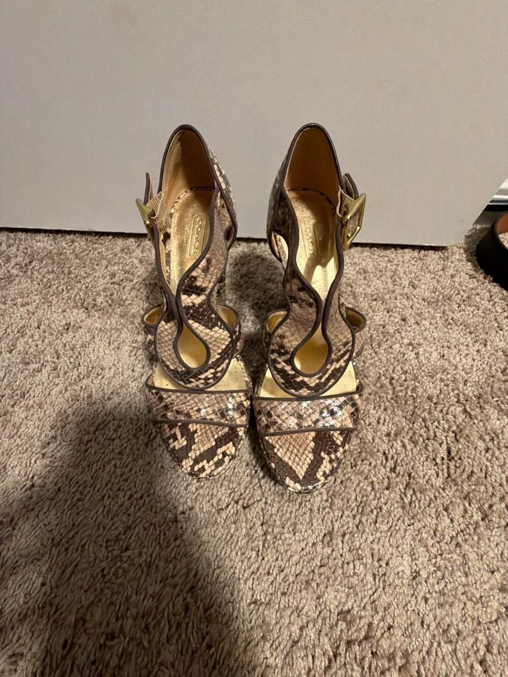 Coach Snakeskin Print Platform High Heel Sandals